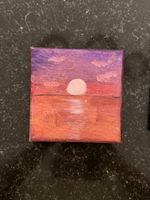 Toile peinte paysage abstrait 12x12cm