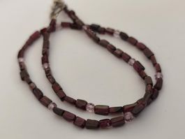 Halskette Granat mit Herz Verschluss sus Sterling Silber 925