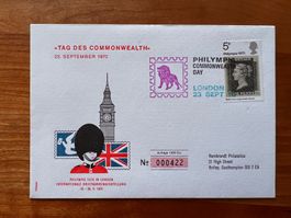 England Brief Philmpia 1970 Commonwealt Day numeriert (R208)