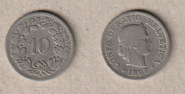 Alle Münzen: 10 Rappen 1897 – Gebraucht aus Allschwil von Coinfreak