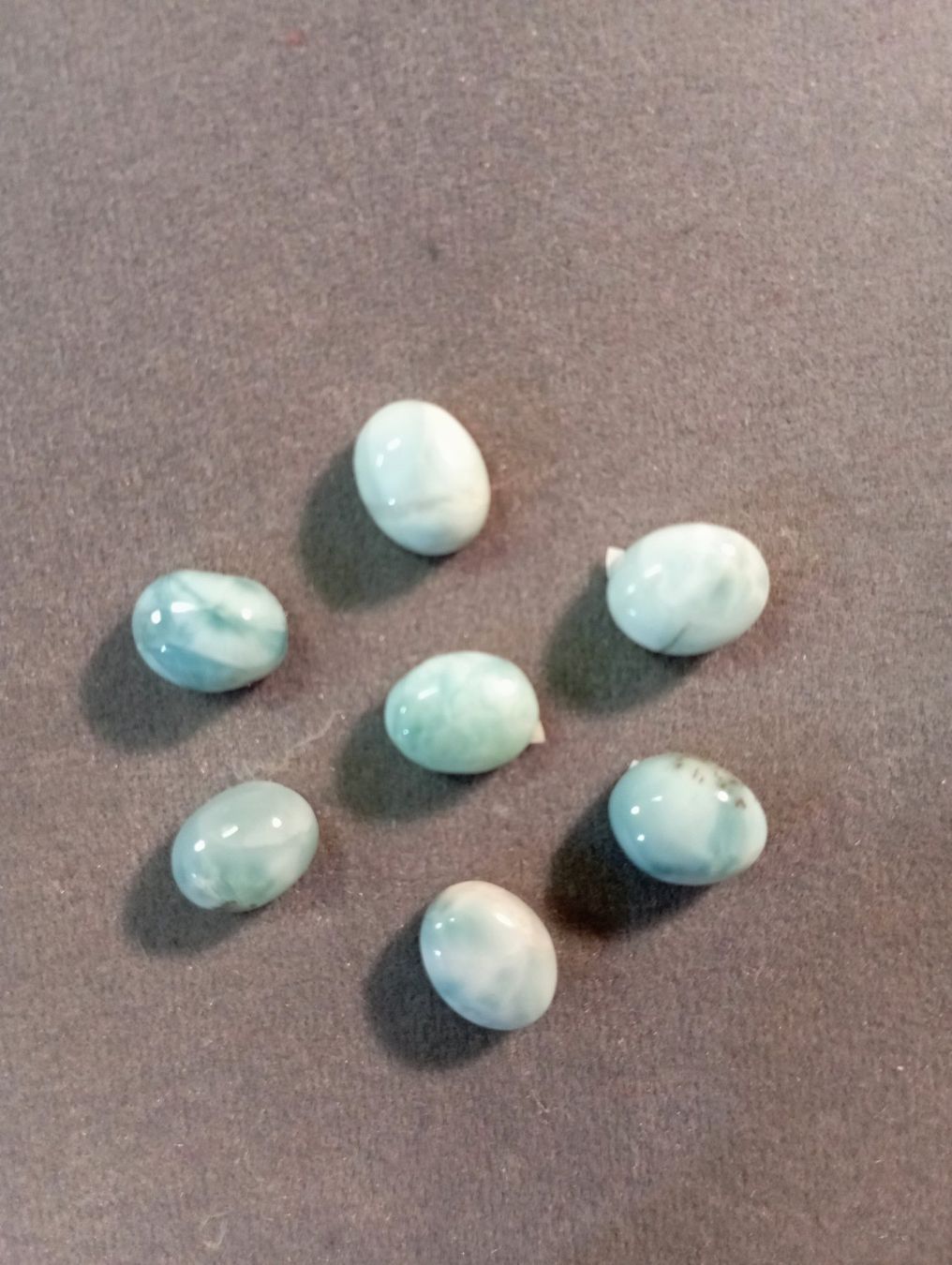 Minerali & Pietre curative: 7 Larimar Cabochon 10x24 mm – Nuovo (secondo la descrizione) da St. Gallen venduto da nataraj