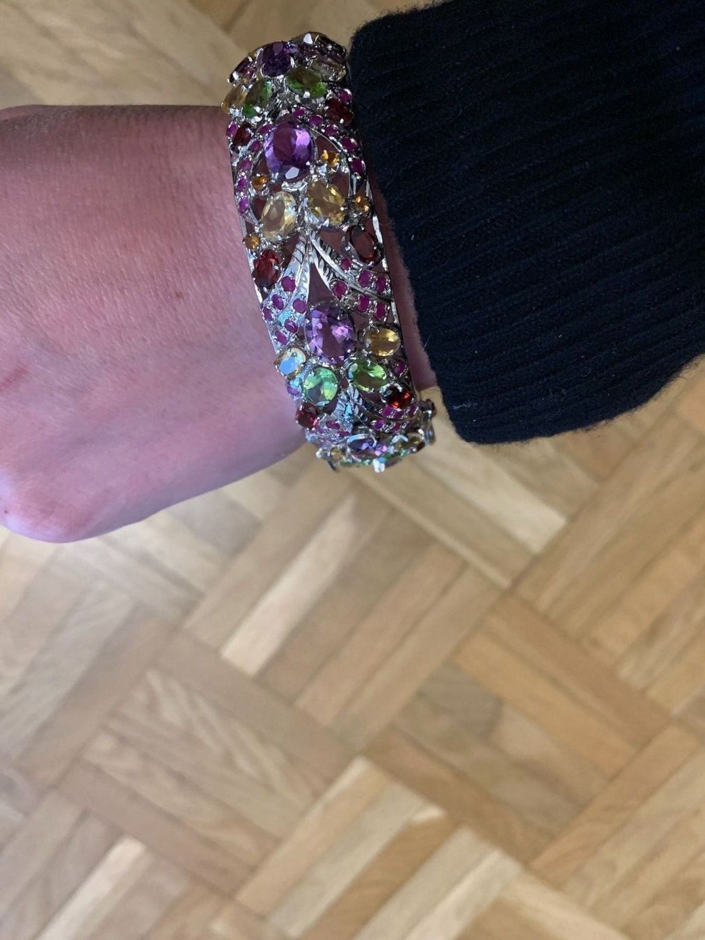 Bracciali & Braccialetti: Massiver Silberarmreif mit Edelsteinen – Nuovo (secondo la descrizione) da Birsfelden venduto da Exclusivity 2