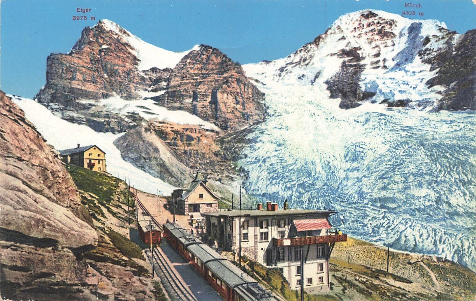 Cartoline postali: Jungfrau bahn BE Station Eigerletscher  Eiger Mönch Bahnhof – Usato da Biasca venduto da Blenio71