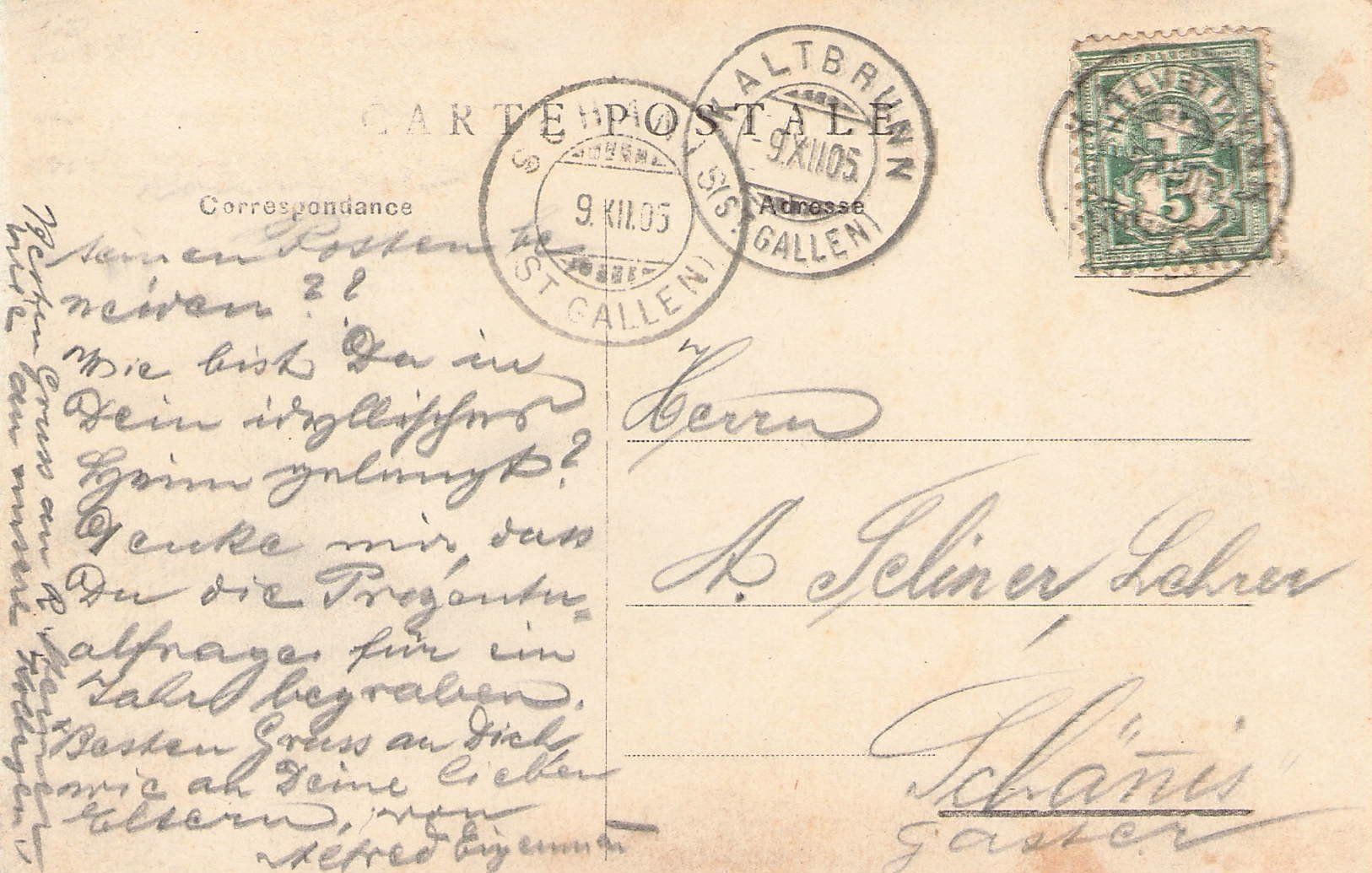 Ansichtskarten: - Soldatengruss , 1905 – Gebraucht aus Reichenburg von Pipo-67 1