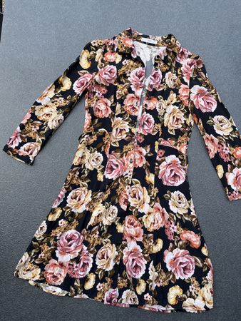 Blumenkleid Schwarz Rosa