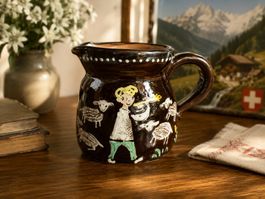 Keramik Milchkrug Schweizer Handarbeit mit Stempel