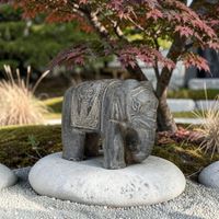 Stein Elefant Naturstein Bluestone Gartenfigur Massiv 26cm
