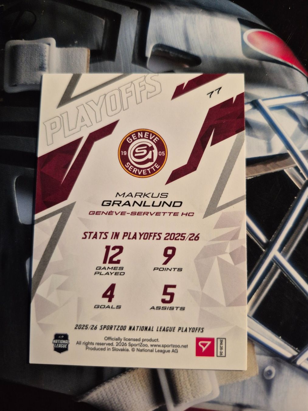 Sportzoo Carte collezionabili: Markus Granlund HC Geneve Servette Playoffs 25/26 – Usato da Treiten venduto da Sauber73 1