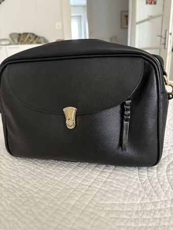 Sac bandoulière Hamouche Atelier Lausanne, cuir grainé noir