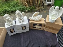 4 grosse Engel Figuren Deko weiss neuwertig
