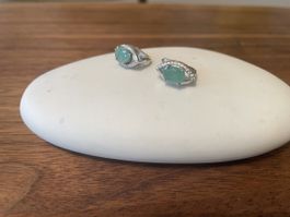 Silber Ohrringe Smaragd Grün mit Zirkonia 925er neuwertig