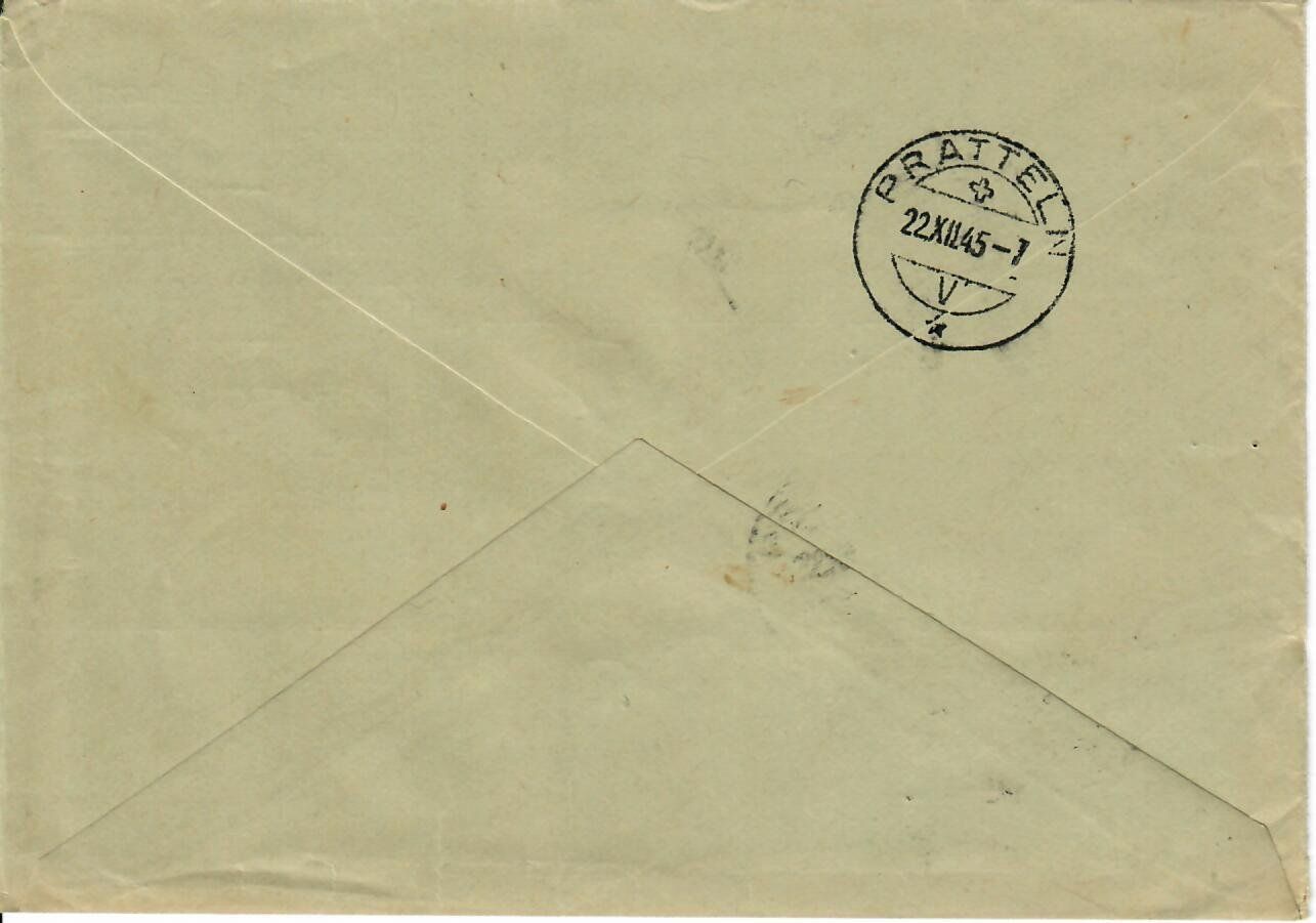 Alle Briefmarken: R - Brief Bulle - Pratteln  1945 – Gebraucht aus Hochdorf von Ziegel-16 1