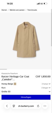 Burberry Trenchcoat Neu Grösse 50 mit Beleg