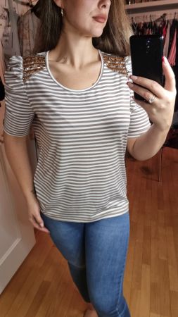 Amy Vermont Elegantes Shirt mit Pailletten Gr. L/XL