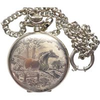 Taschenuhr DuBois mit Kette Pferdemotiv