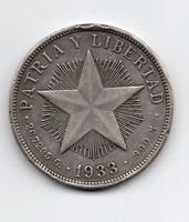 (1408) Kuba, 1933, 1 Peso, Silber ss-vz