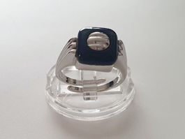 VINTAGE Silber Ring 835 mit schwarzem Stein Größe anpassbar