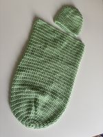 Baby Kokon & Mütze 0–3 Mt. handgehäkelt, Hellgrün