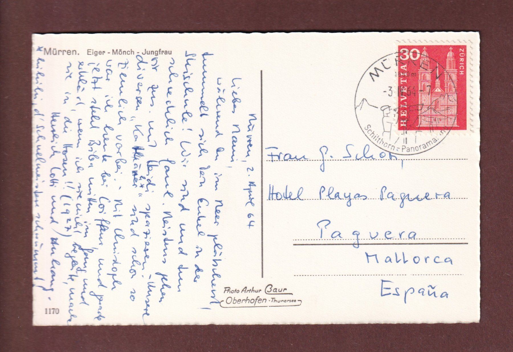 Cartoline postali: Bei MÜRREN - 1964 – Usato da Pully venduto da nicecards-shop 1