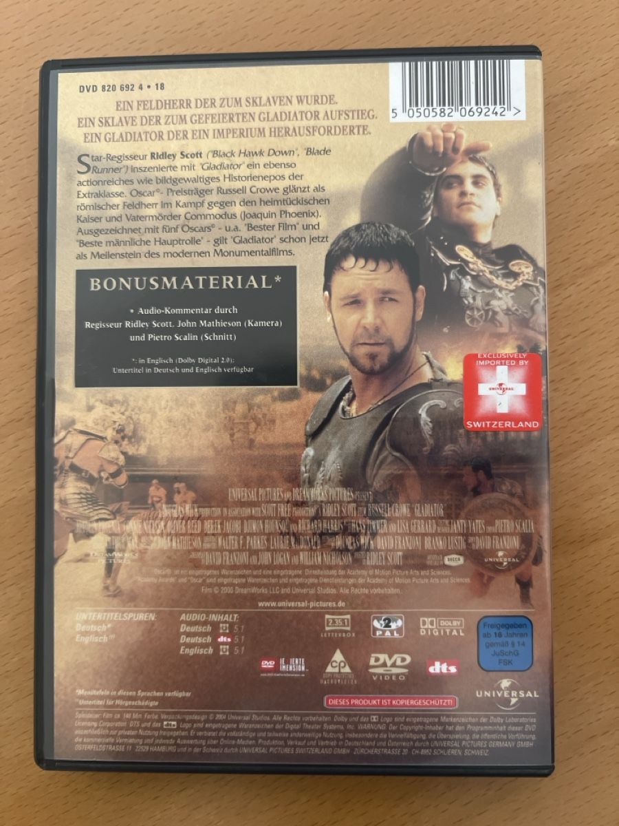 Alle DVDs: Gladiator Single DVD Edition film Russ. Crowe – Gebraucht aus windisch von meisterkingremo 1