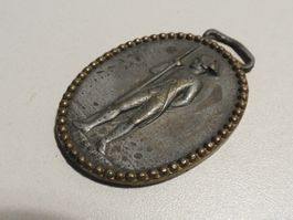 Plakette antik Eisen Bronce Medaille  Huguenin 5.5. x 3.5 cm