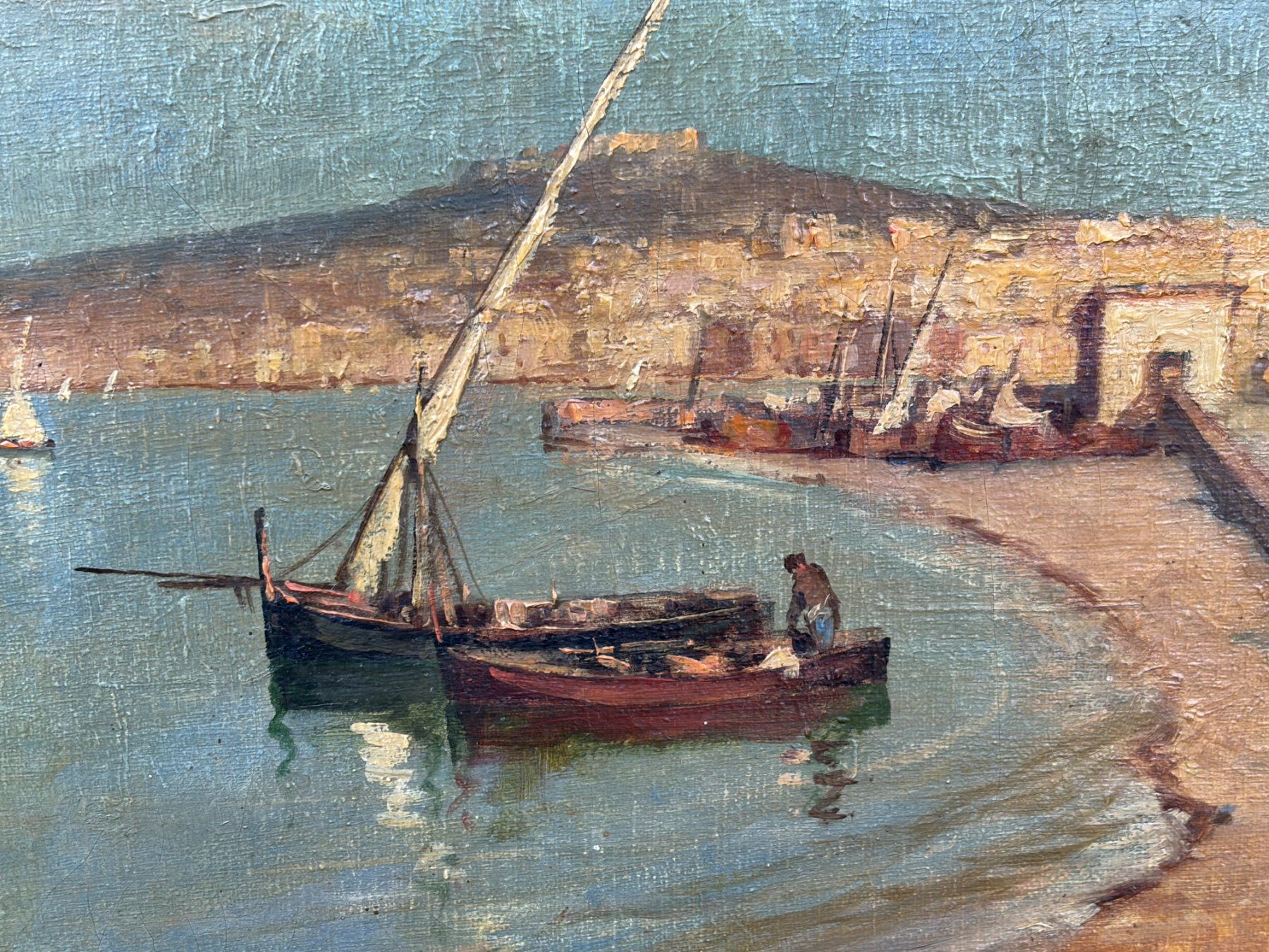 Dipinti: Gemälde Ansicht von Neapel. E. Bellantonio (1900-1980) – Usato da Boll venduto da NRie 9