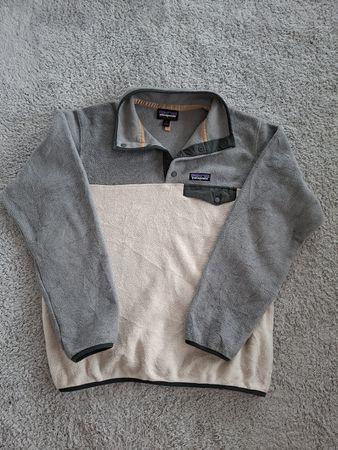 Pull Patagonia Synchilla bicolore gris beige taille M femme