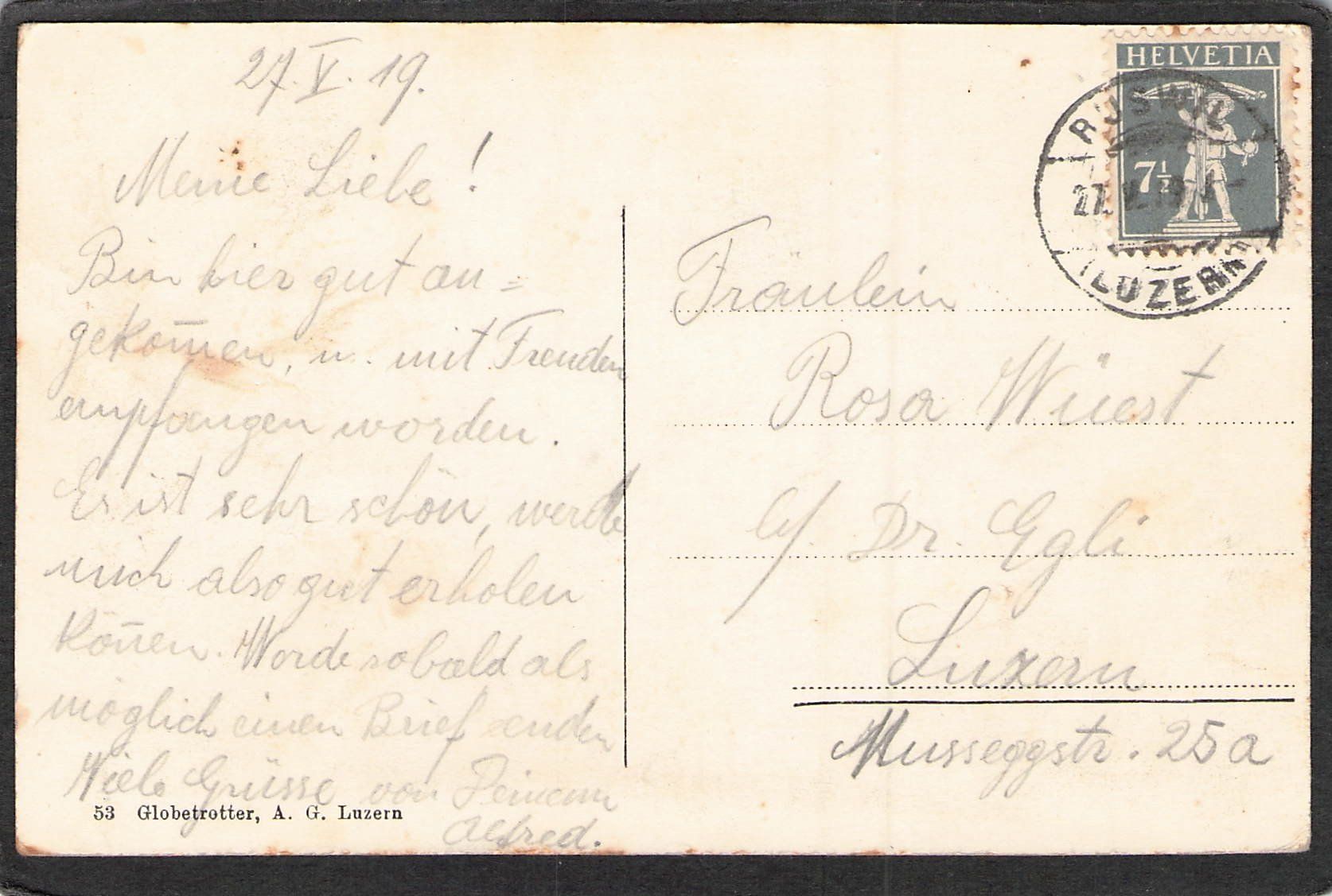 Cartoline postali: ^Ruswil LU , gel. 1919 – Usato da Reichenburg venduto da Pipo-67 1