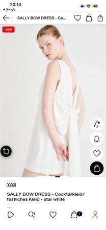 YAS Cocktailkleid Sally Bow weiss Grösse 38 neu mit Etikett
