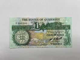 Guernsey 1 Pfund 1971, seltene Banknote, Top Zustand!