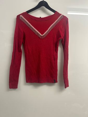 Pullover rot dekorativer Ausschnitt one size Neu