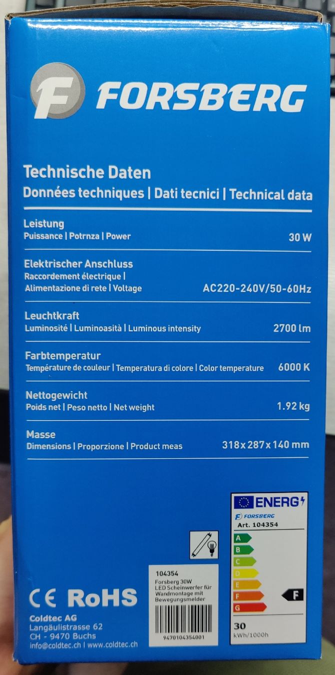 Lampade: Forsberg LED Scheinwerfer mit Bewegungsmelder – Nuovo (secondo la descrizione) da Brunnadern venduto da pet_mhn6 1