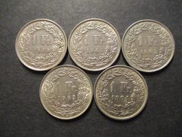 5 x 1.- Fr 1960-1-2-3-4  Superbes pièces  Superbe qualité