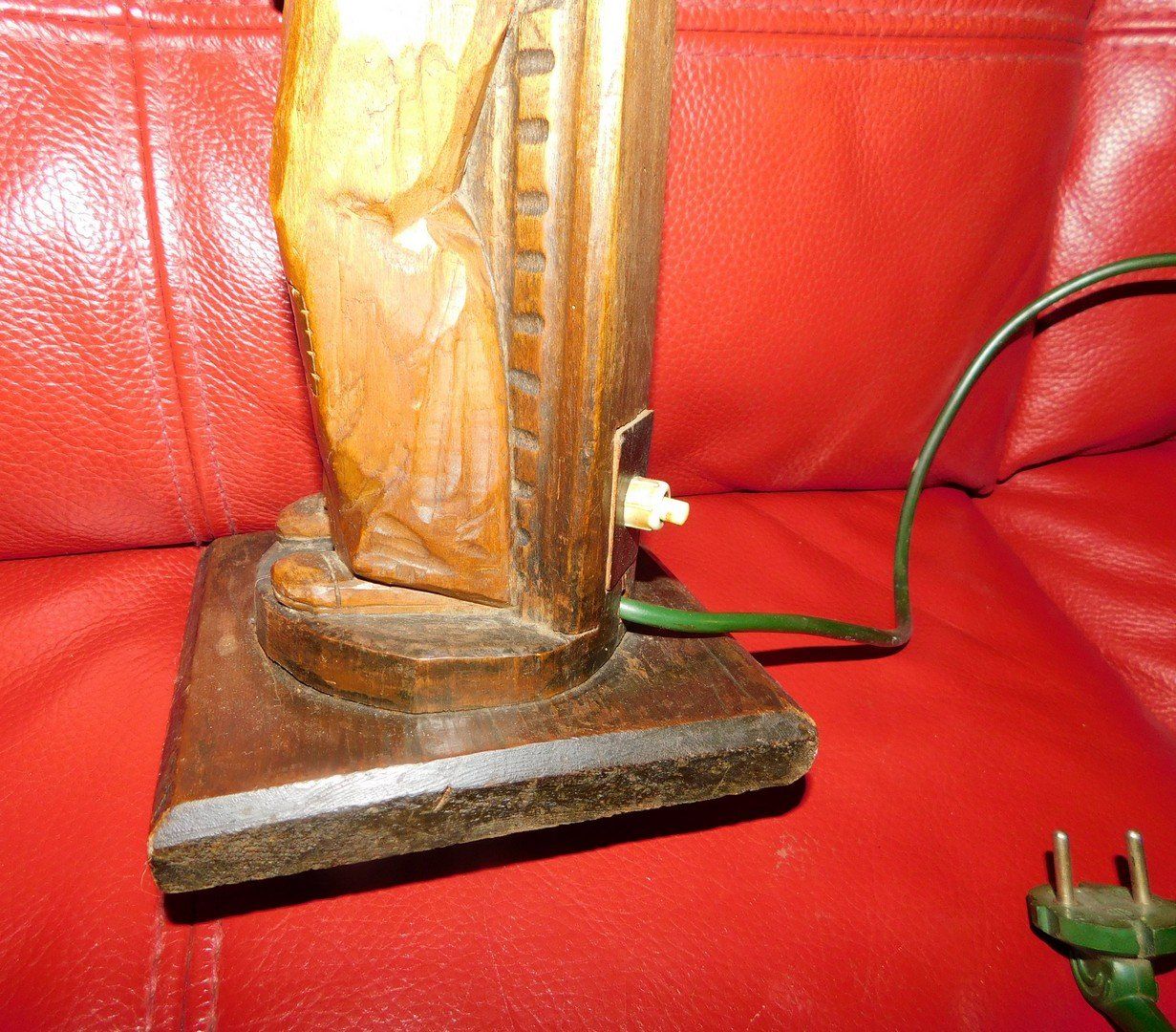 Lampen: Holz geschnitzte,Tischlampe alt, H 57 cm – Gebraucht aus Villnachern von Schnugelchen 2