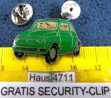 FIAT 500 AUTO PIN GLASIERT MIT SECURITY-CLIP VINTAGE OLDI