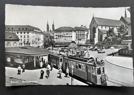 Basel. Barfüsserplatz, Tram 12, Basler Verkehrsbetriebe~1950