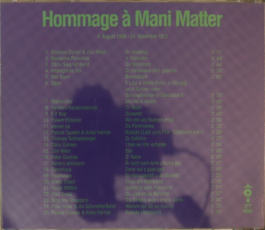 CD: Matter Rock - Hommage À Mani Matter 9 – Usato da Luzern venduto da CONTENTI 2