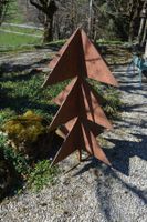 GROSSE MASSIVE SCHWERE EISEN TANNE SKULPTUR  GARTEN /PATINA