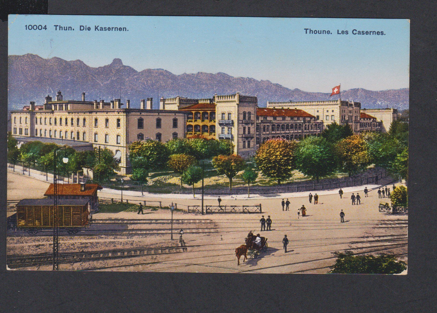 Cartoline postali: Thun   :   Kasernen und Bahnhof , alte Ansichtskarte 1923 – Usato da Vitznau venduto da Ropaku