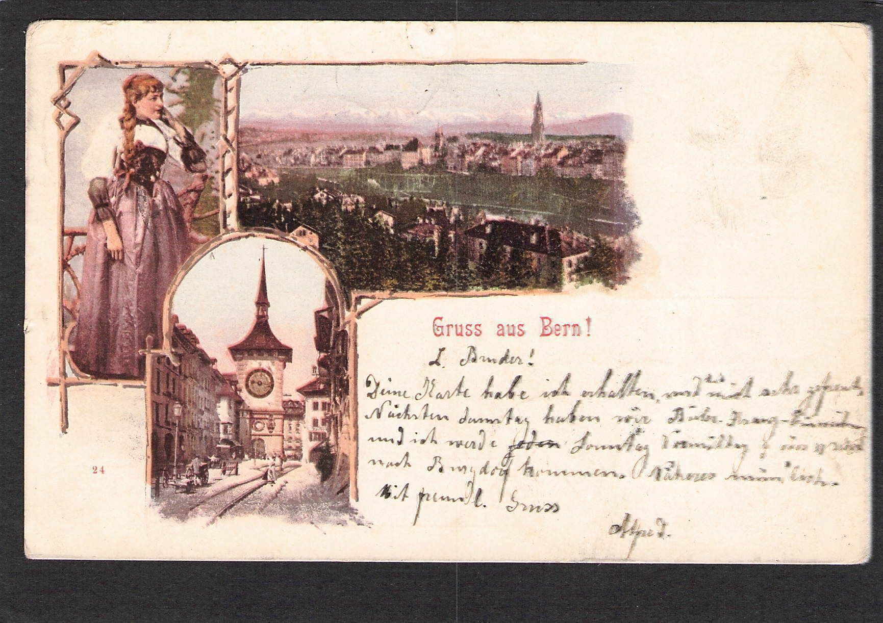 Cartoline postali: Litho , Gruss aus Bern , 1902 – Usato da Reichenburg venduto da Pipo-67