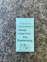 Fahrkarte Brig Kandersteg 13.07.76 1 Auto Wohnwagen