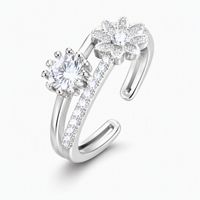 verstellbarer Ring Silber 925 Zirkonia Gr. 50-53&54-56&57-60