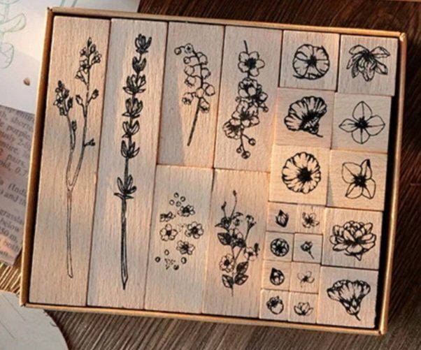 Timbri: Holzstempel 22er Set, Nr.854, Blumen – Nuovo e nell'imballaggio originale da Gretzenbach venduto da Fliegepilz56