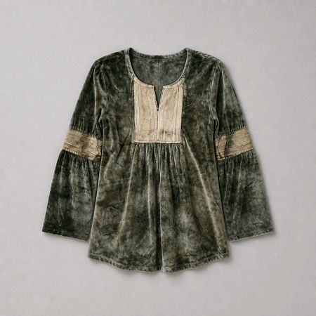 NEU! BOOM BABA Bluse Samt ca. M/L Goa Hippie Boho Elfe