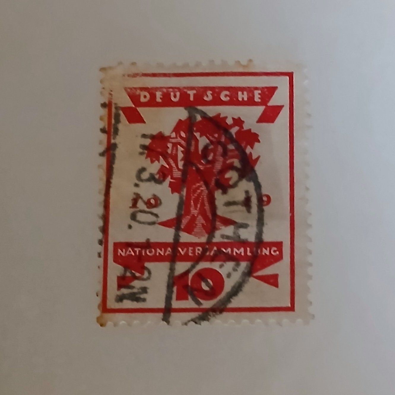 Alle Briefmarken: Deutsche Nationalversammlung 1919, 10 Pfennig. – Gebraucht aus Lausanne von hdda