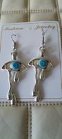 Eye-Catching Dangle Earrings: Silver Tone & Turquoise Accent