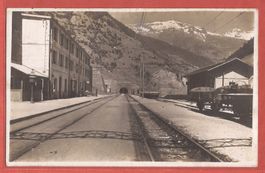 Goppenstein Bahnhof mit Güterwaggon - Fotokarte ca. 1930