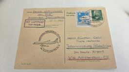 1962 KLM Erstflug Amsterdam - Johannesburg auf  Ganzsache