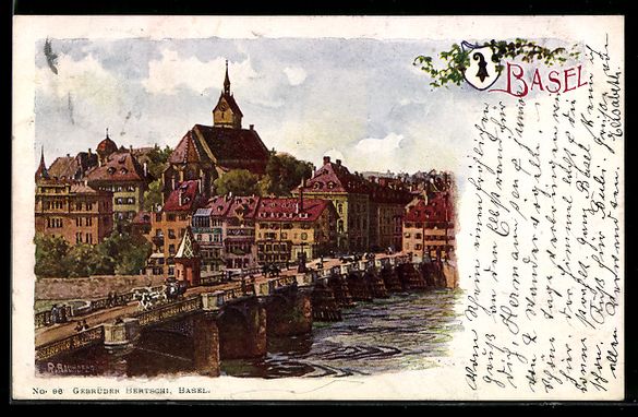 Cartoline postali: Litho Basel, Teilansicht mit Kirche – Usato da Berlin venduto da bartko-reher