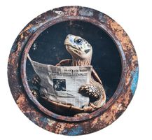 Schildkröte mit Zeitung  - Blechschild  (neu/OVP)